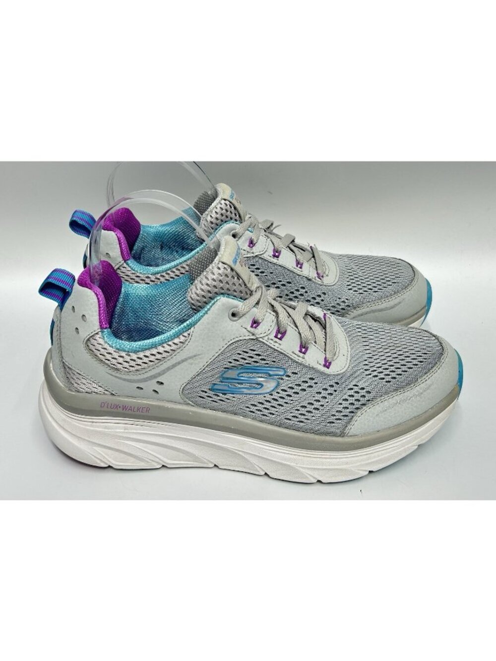 Skechers D’ Lux Walker Infinite Shoes Women’s Sz 8 Grey 149023 Running Sneakers